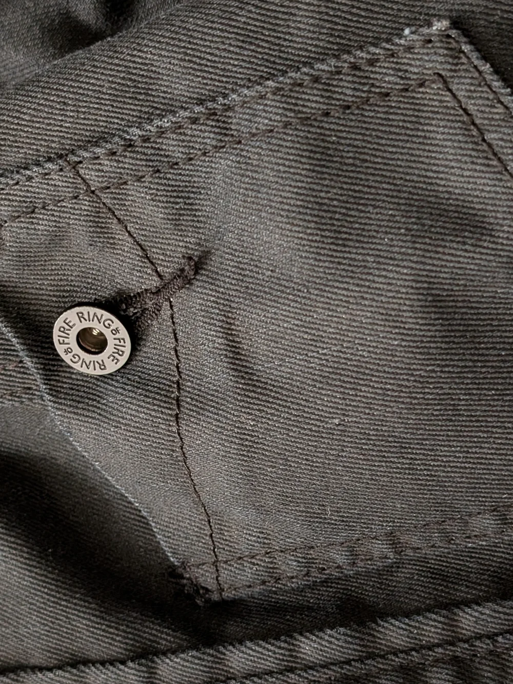 Ring of Fire Men's Black Denim Military Field Moto Bomber  Jacket